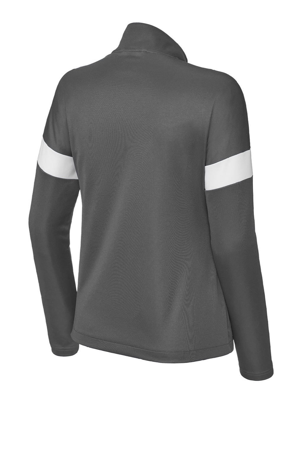 Sport-Tek LST800 Womens Moisture Wicking Travel Full Zip Jacket Iron Grey/White Flat Back