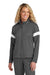 Sport-Tek LST800 Womens Moisture Wicking Travel Full Zip Jacket Iron Grey/White Model Front