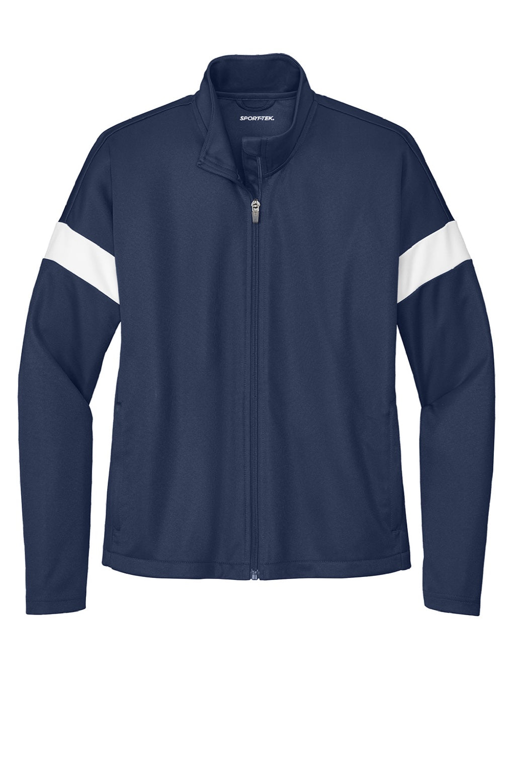 Sport-Tek LST800 Womens Moisture Wicking Travel Full Zip Jacket True Navy Blue/White Flat Front