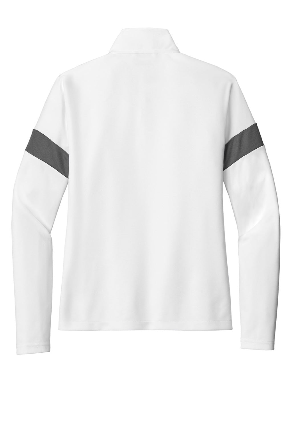 Sport-Tek LST800 Womens Moisture Wicking Travel Full Zip Jacket White/Iron Grey Flat Back