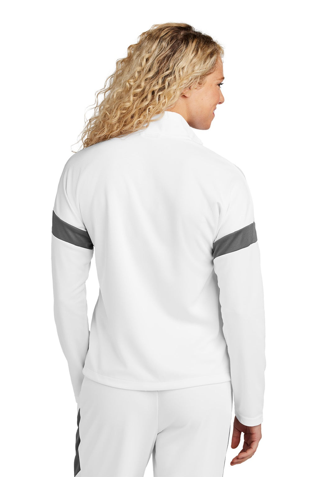 Sport-Tek LST800 Womens Moisture Wicking Travel Full Zip Jacket White/Iron Grey Model Back