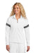 Sport-Tek LST800 Womens Moisture Wicking Travel Full Zip Jacket White/Iron Grey Model Front