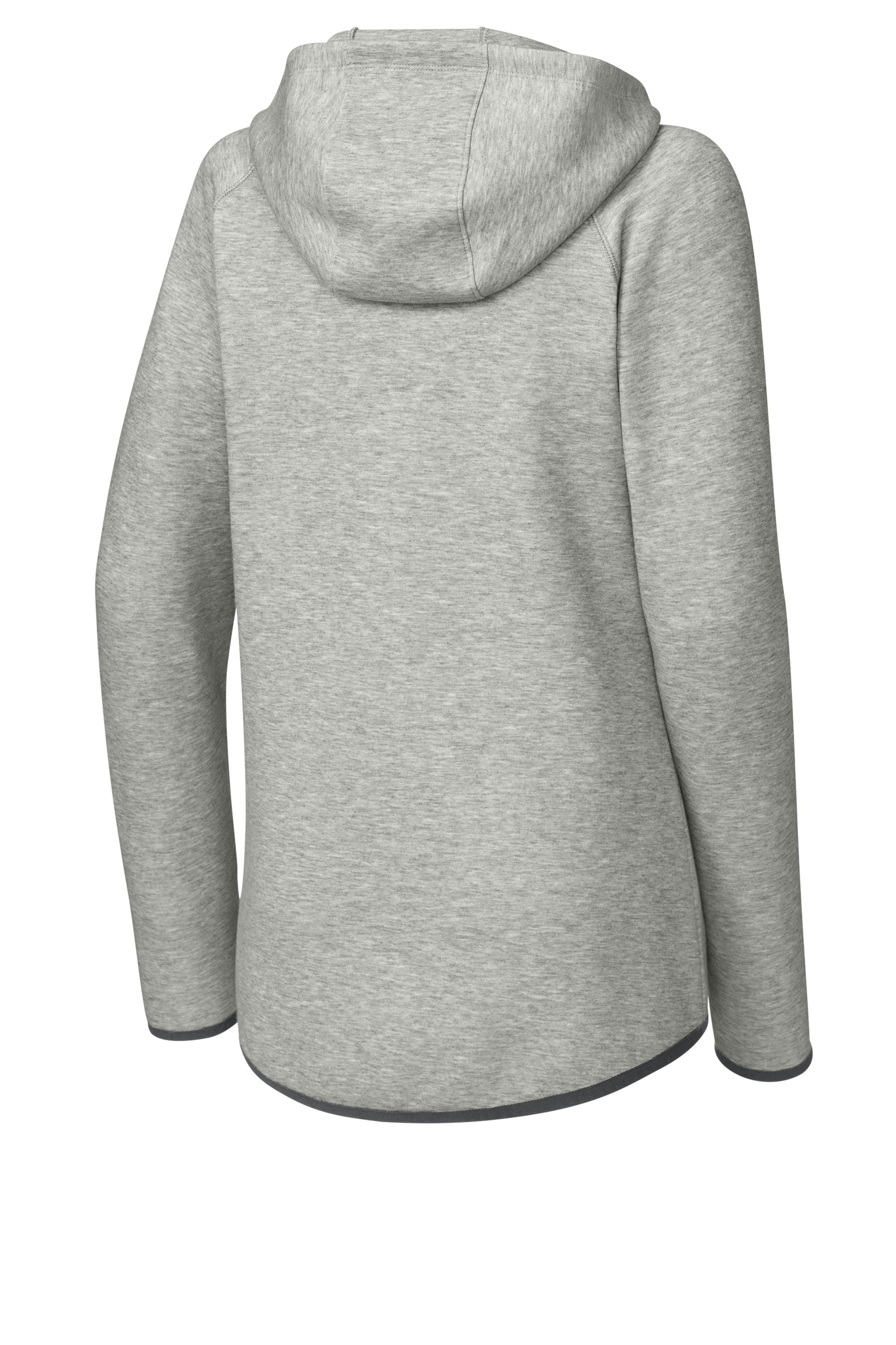 Sport-Tek LST840 Womens Phenom Full Zip Hooded Sweatshirt Hoodie w/ Pockets Heather Grey Forn Back
