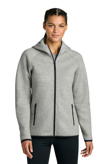 Sport-Tek LST840 Womens Phenom Full Zip Hooded Sweatshirt Hoodie w/ Pockets Heather Grey Model Front