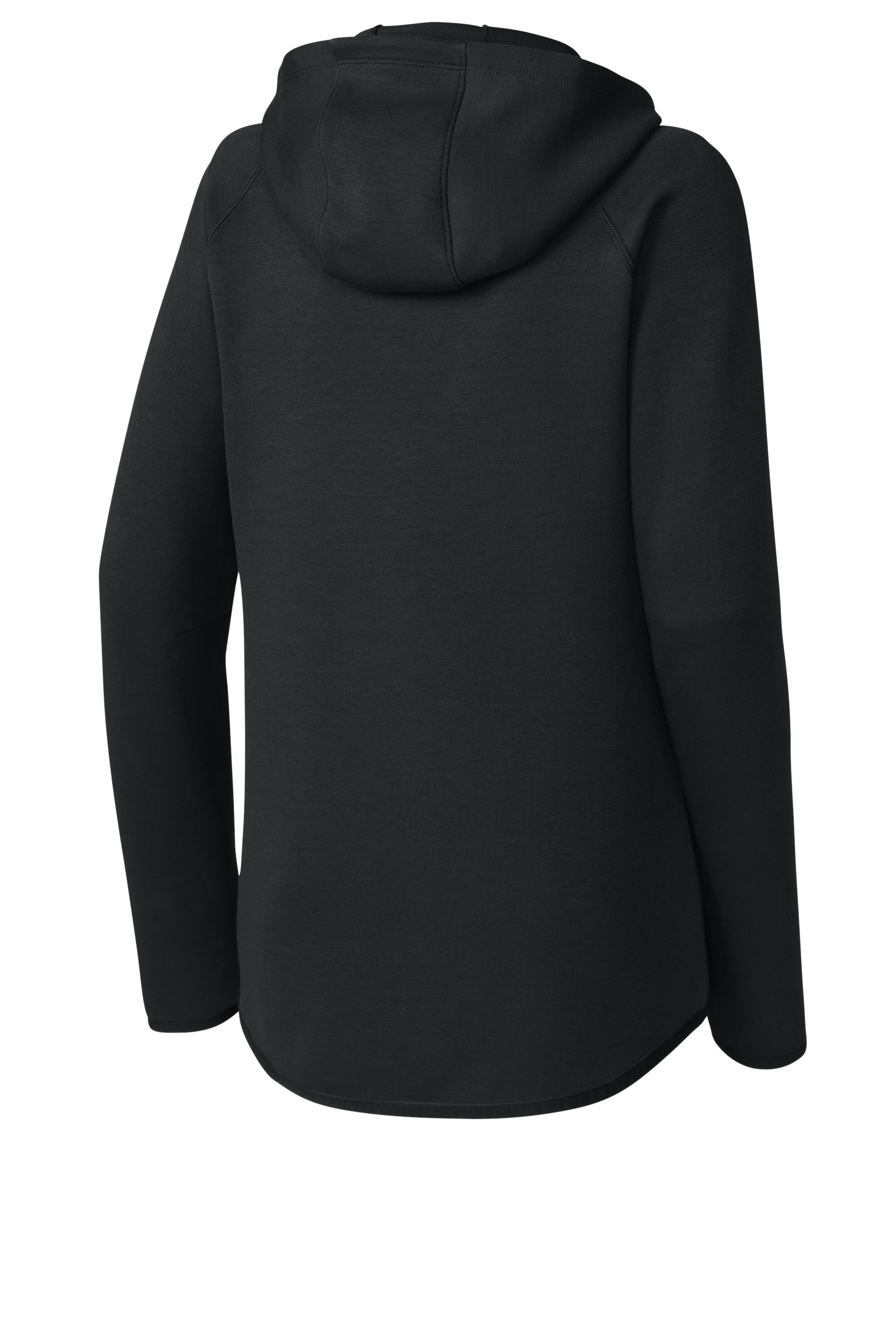 Sport-Tek LST840 Womens Phenom Full Zip Hooded Sweatshirt Hoodie w/ Pockets Black Forn Back
