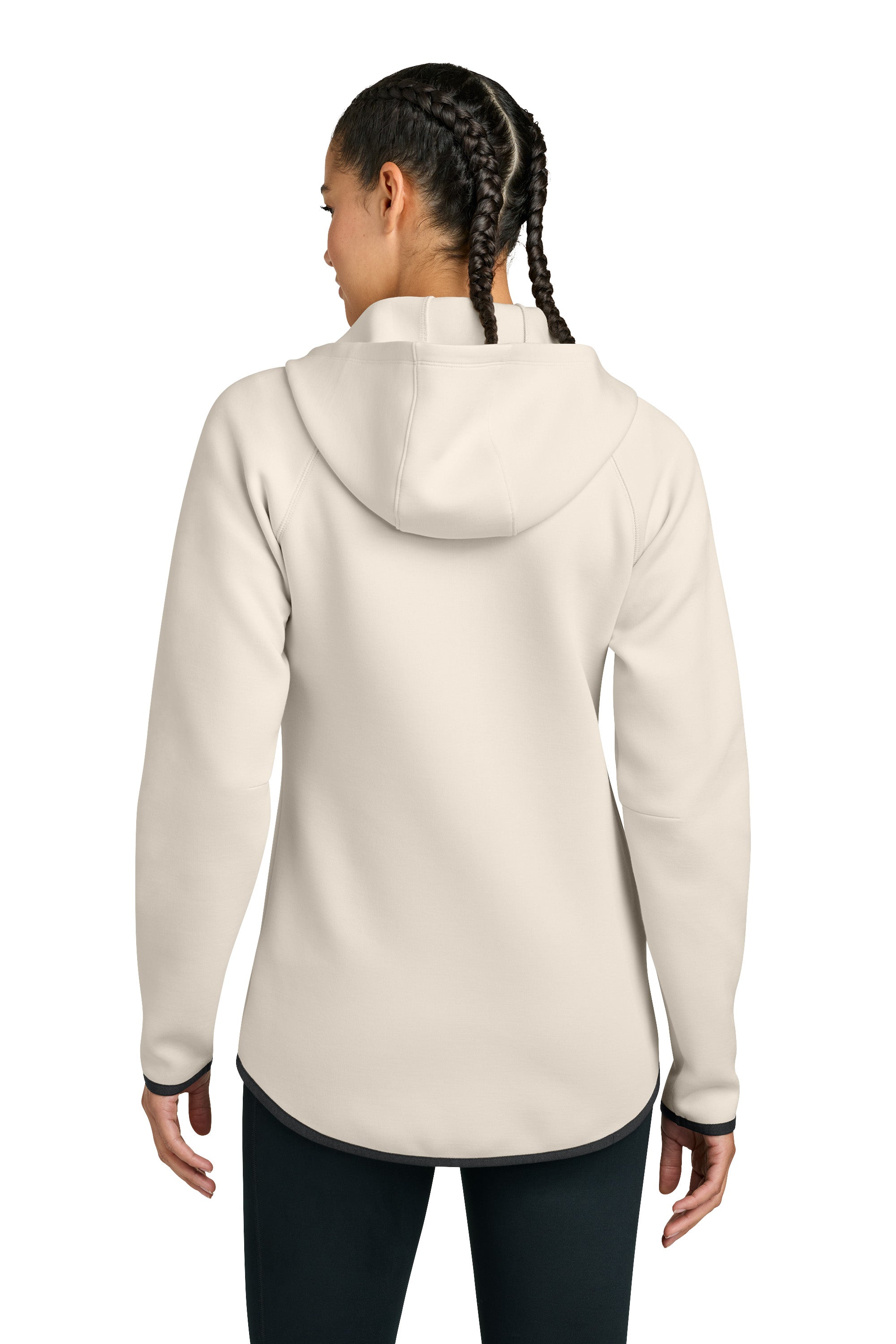 Sport-Tek LST840 Womens Phenom Full Zip Hooded Sweatshirt Hoodie w/ Pockets Ecru Model Back
