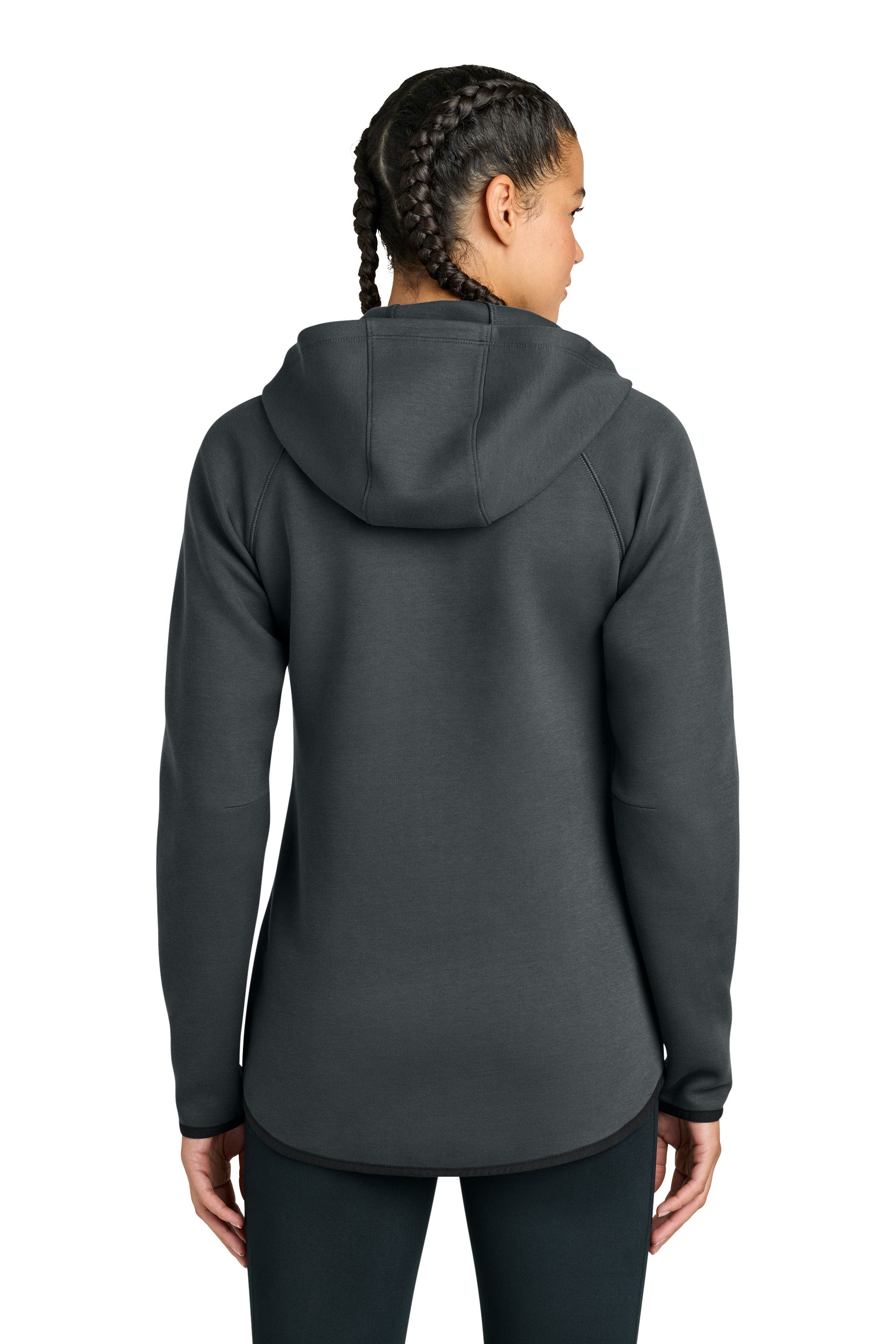 Sport-Tek LST840 Womens Phenom Full Zip Hooded Sweatshirt Hoodie w/ Pockets Iron Grey Model Back