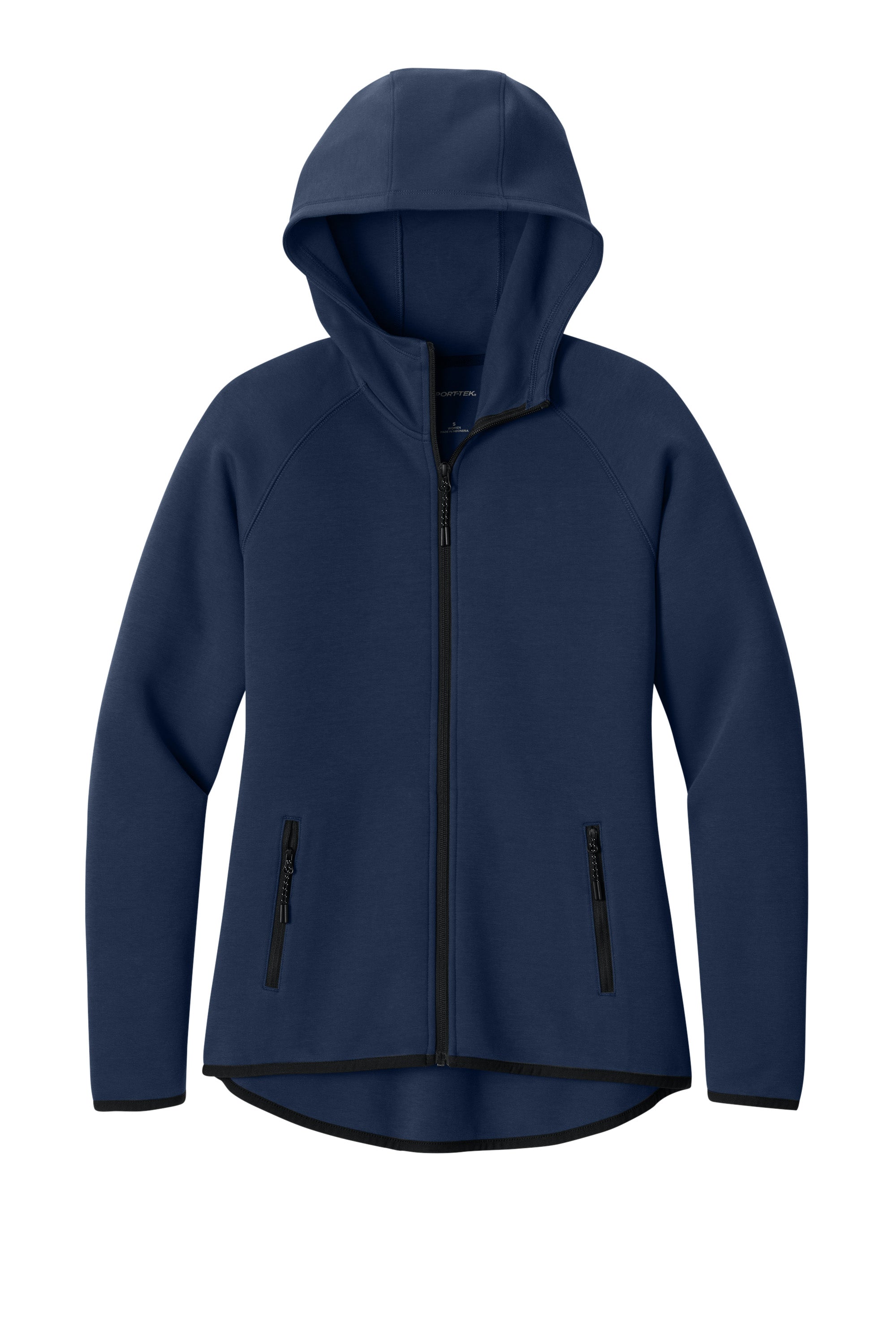 Sport-Tek LST840 Womens Phenom Full Zip Hooded Sweatshirt Hoodie w/ Pockets True Navy Blue Flat Front