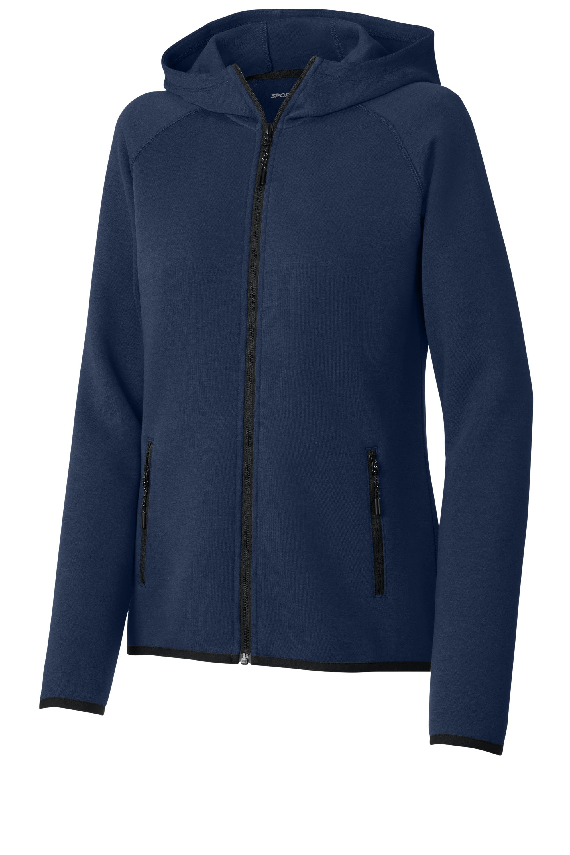 Sport-Tek LST840 Womens Phenom Full Zip Hooded Sweatshirt Hoodie w/ Pockets True Navy Blue Form Front