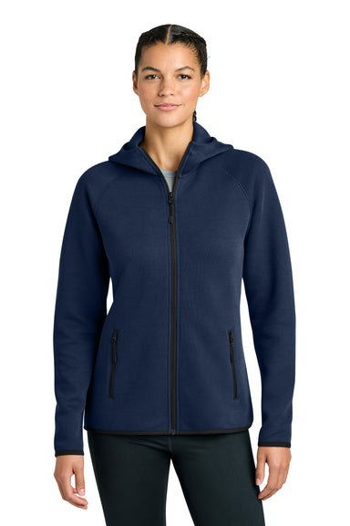 Sport-Tek LST840 Womens Phenom Full Zip Hooded Sweatshirt Hoodie w/ Pockets True Navy Blue Model Front