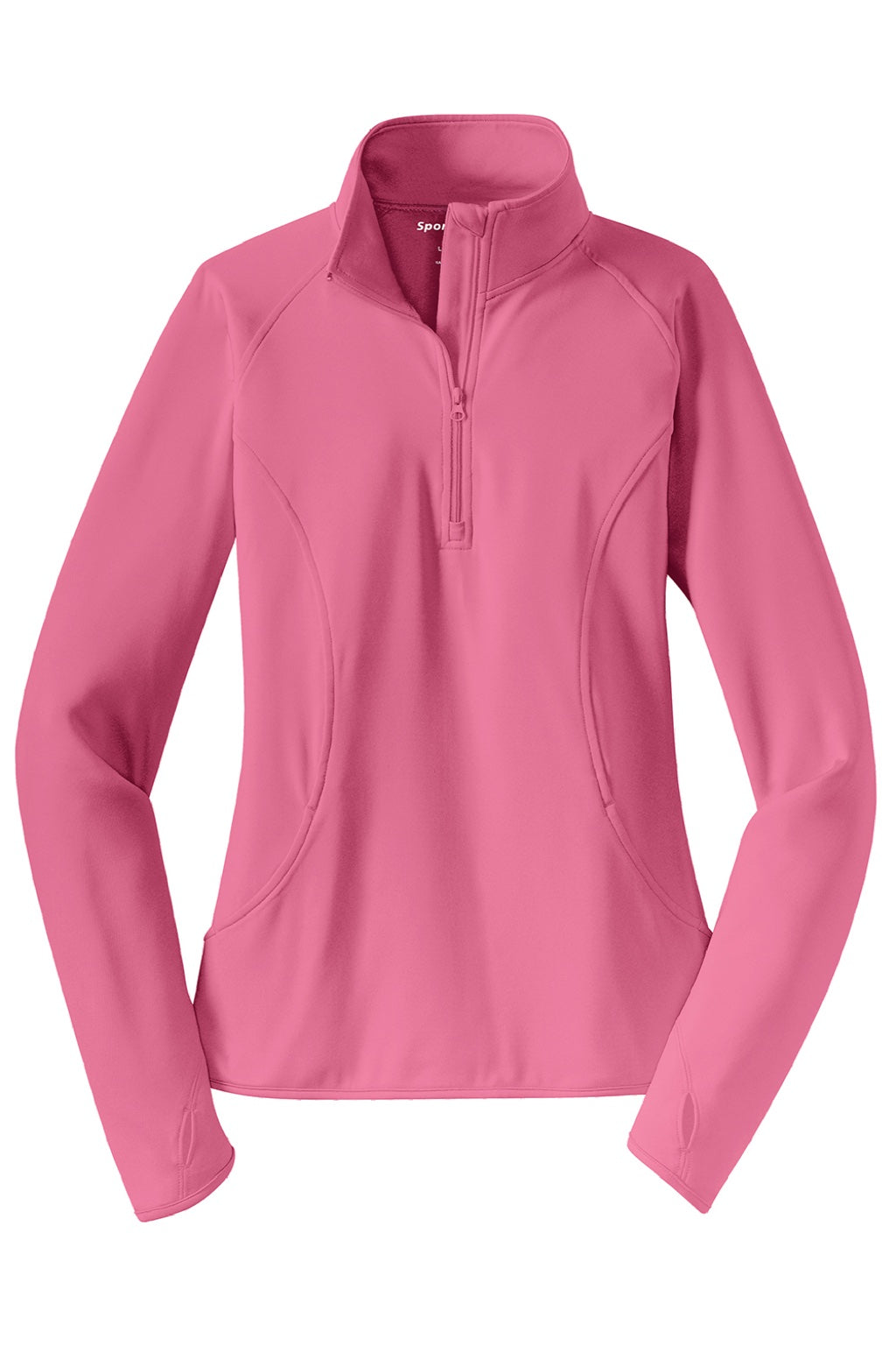 Sport-Tek LST850 Womens Sport-Wick Moisture Wicking 1/4 Zip Sweatshirt w/ Pouch Pocket Dusty Rose Pink Flat Front