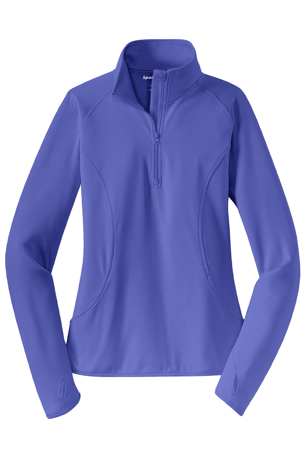Sport-Tek LST850 Womens Sport-Wick Moisture Wicking 1/4 Zip Sweatshirt w/ Pouch Pocket Iris Purple Flat Front