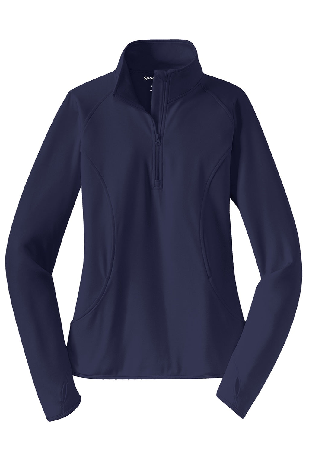 Sport-Tek LST850 Womens Sport-Wick Moisture Wicking 1/4 Zip Sweatshirt w/ Pouch Pocket True Navy Blue Flat Front
