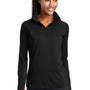 Sport-Tek Womens Sport-Wick Moisture Wicking 1/4 Zip Sweatshirt w/ Pouch Pocket - Black