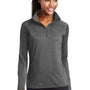 Sport-Tek Womens Sport-Wick Moisture Wicking 1/4 Zip Sweatshirt w/ Pouch Pocket - Heather Charcoal Grey