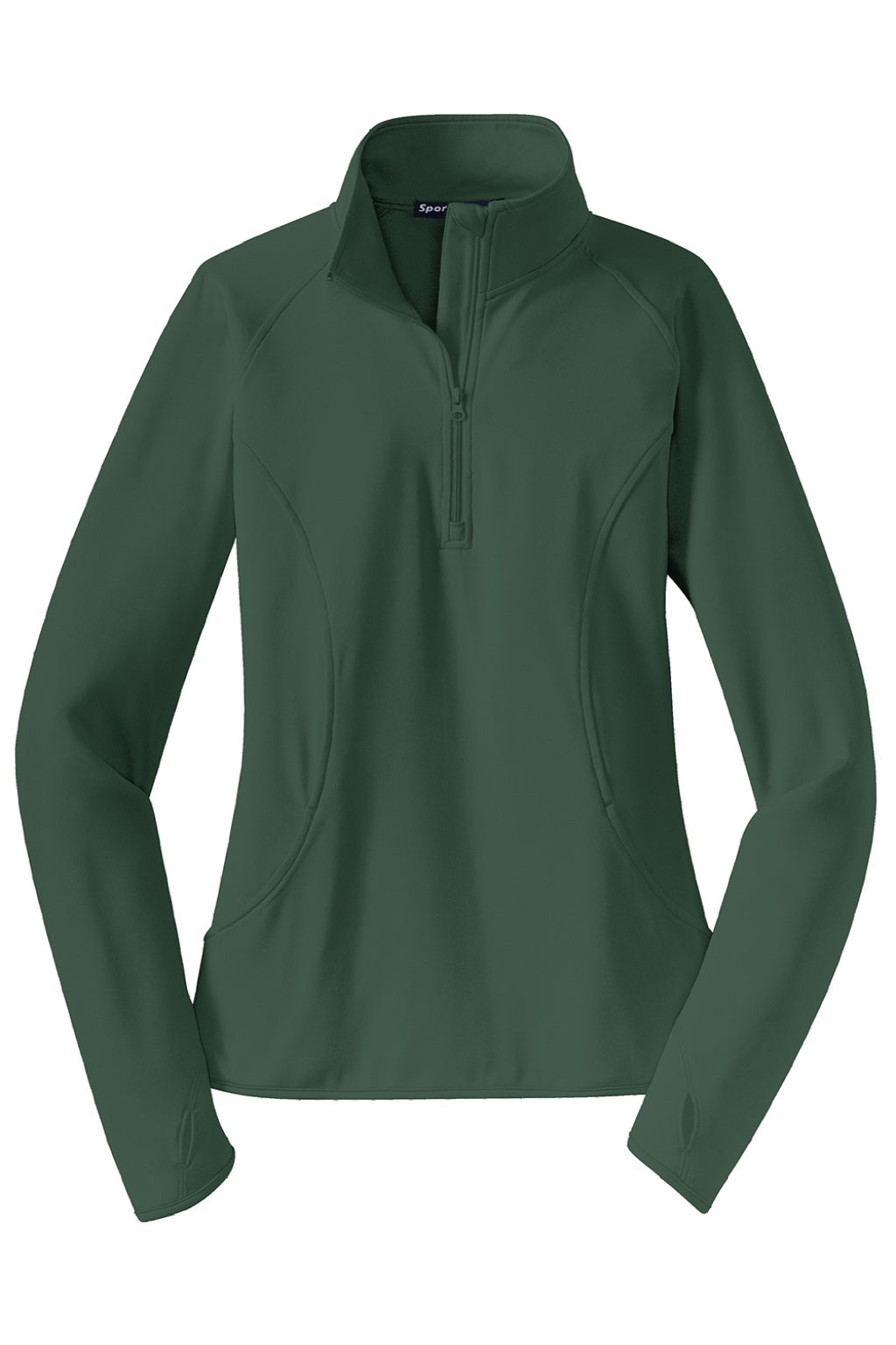 Sport-Tek LST850 Womens Sport-Wick Moisture Wicking 1/4 Zip Sweatshirt w/ Pouch Pocket Forest Green Flat Front