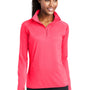 Sport-Tek Womens Sport-Wick Moisture Wicking 1/4 Zip Sweatshirt w/ Pouch Pocket - Hot Coral Pink