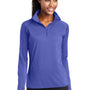 Sport-Tek Womens Sport-Wick Moisture Wicking 1/4 Zip Sweatshirt w/ Pouch Pocket - Iris Purple
