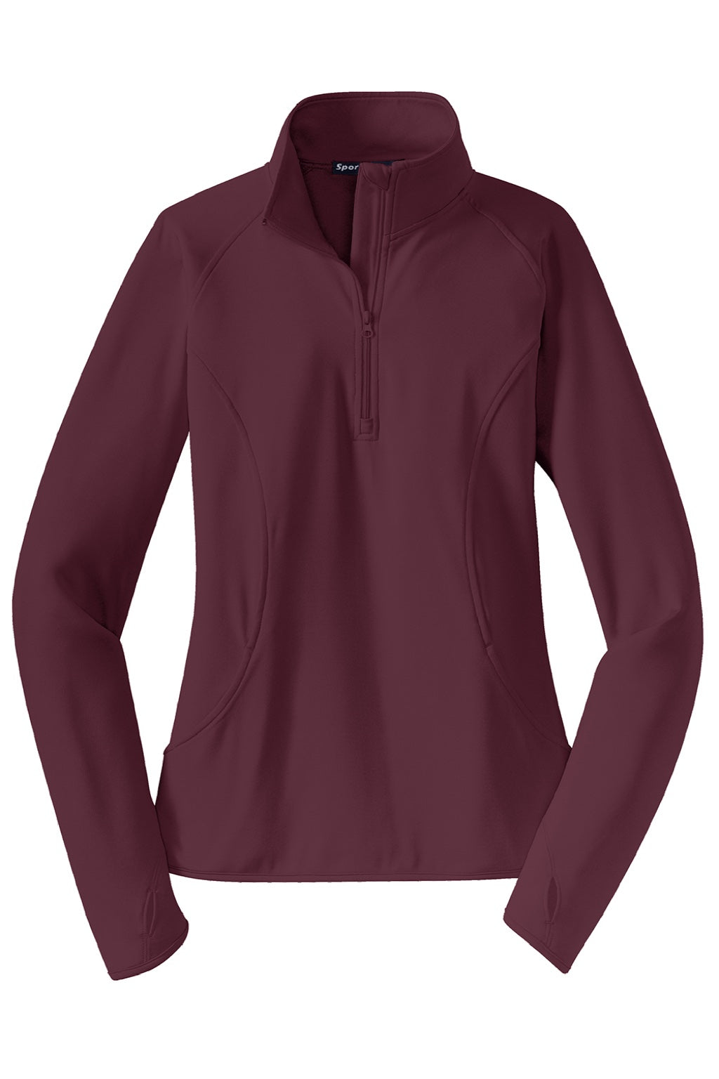 Sport-Tek LST850 Womens Sport-Wick Moisture Wicking 1/4 Zip Sweatshirt w/ Pouch Pocket Maroon Flat Front