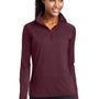 Sport-Tek Womens Sport-Wick Moisture Wicking 1/4 Zip Sweatshirt w/ Pouch Pocket - Maroon