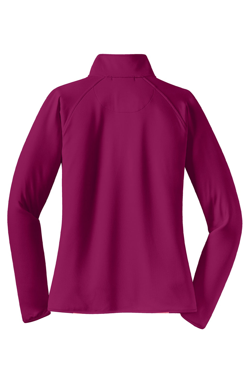 Sport-Tek LST850 Womens Sport-Wick Moisture Wicking 1/4 Zip Sweatshirt w/ Pouch Pocket Pink Rush Flat Back