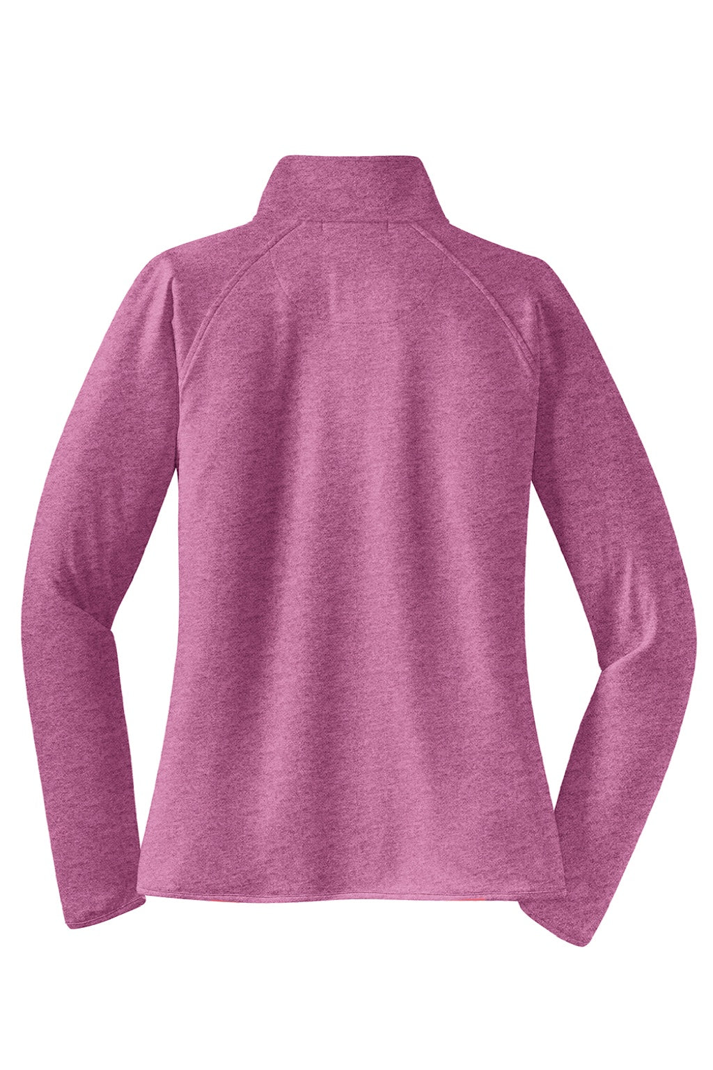 Sport-Tek LST850 Womens Sport-Wick Moisture Wicking 1/4 Zip Sweatshirt w/ Pouch Pocket Heather Pink Rush Flat Back