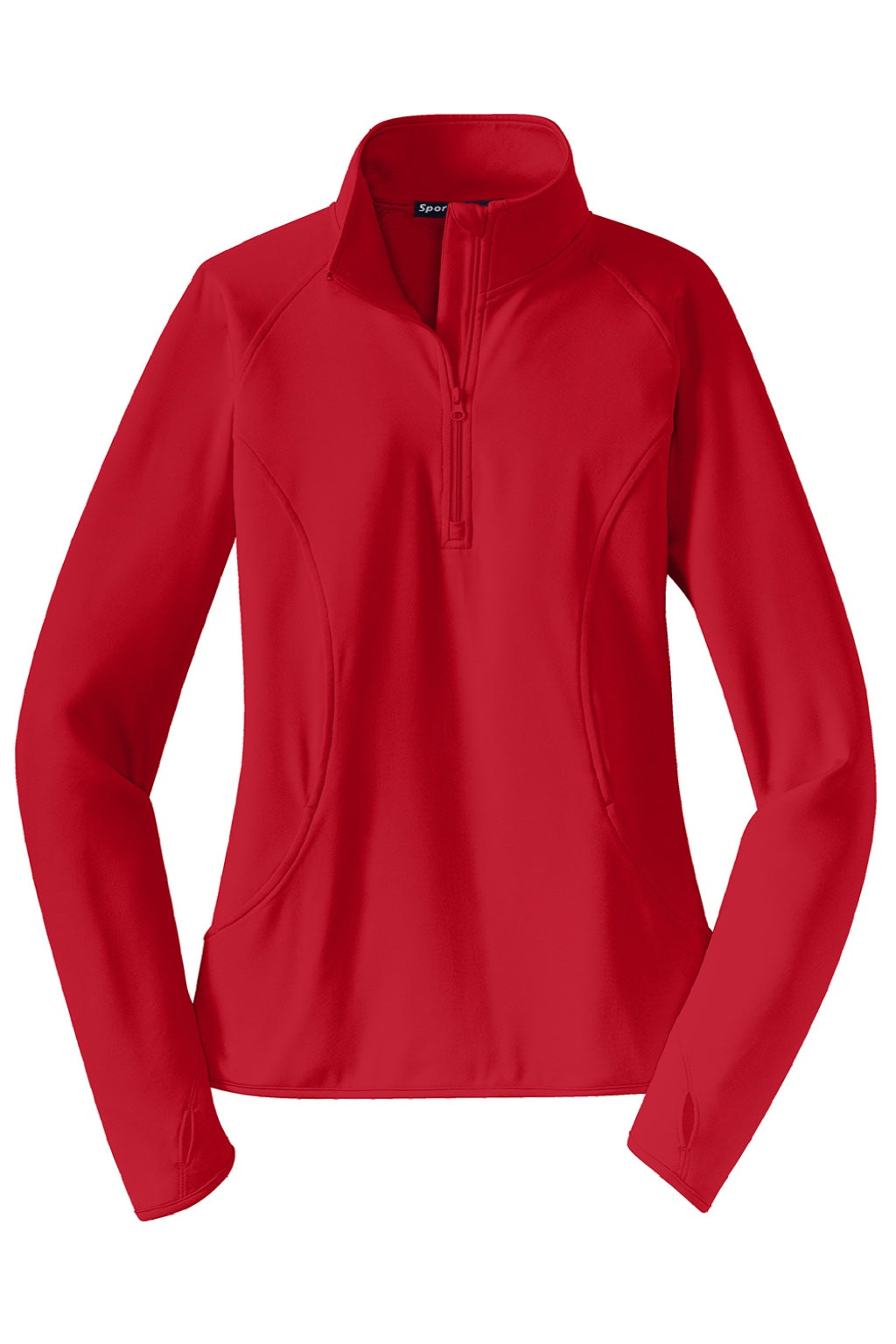Sport-Tek LST850 Womens Sport-Wick Moisture Wicking 1/4 Zip Sweatshirt w/ Pouch Pocket True Red Flat Front