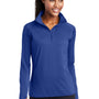 Sport-Tek Womens Sport-Wick Moisture Wicking 1/4 Zip Sweatshirt w/ Pouch Pocket - True Royal Blue