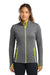 Sport-Tek LST853 Womens Sport-Wick Moisture Wicking Full Zip Jacket Heather Charcoal Grey/Charge Green Model Front