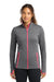 Sport-Tek LST853 Womens Sport-Wick Moisture Wicking Full Zip Jacket Heather Charcoal Grey/Hot Coral Pink Model Front