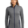 Sport-Tek Womens Sport-Wick Moisture Wicking Full Zip Jacket - Heather Charcoal Grey/True Navy Blue