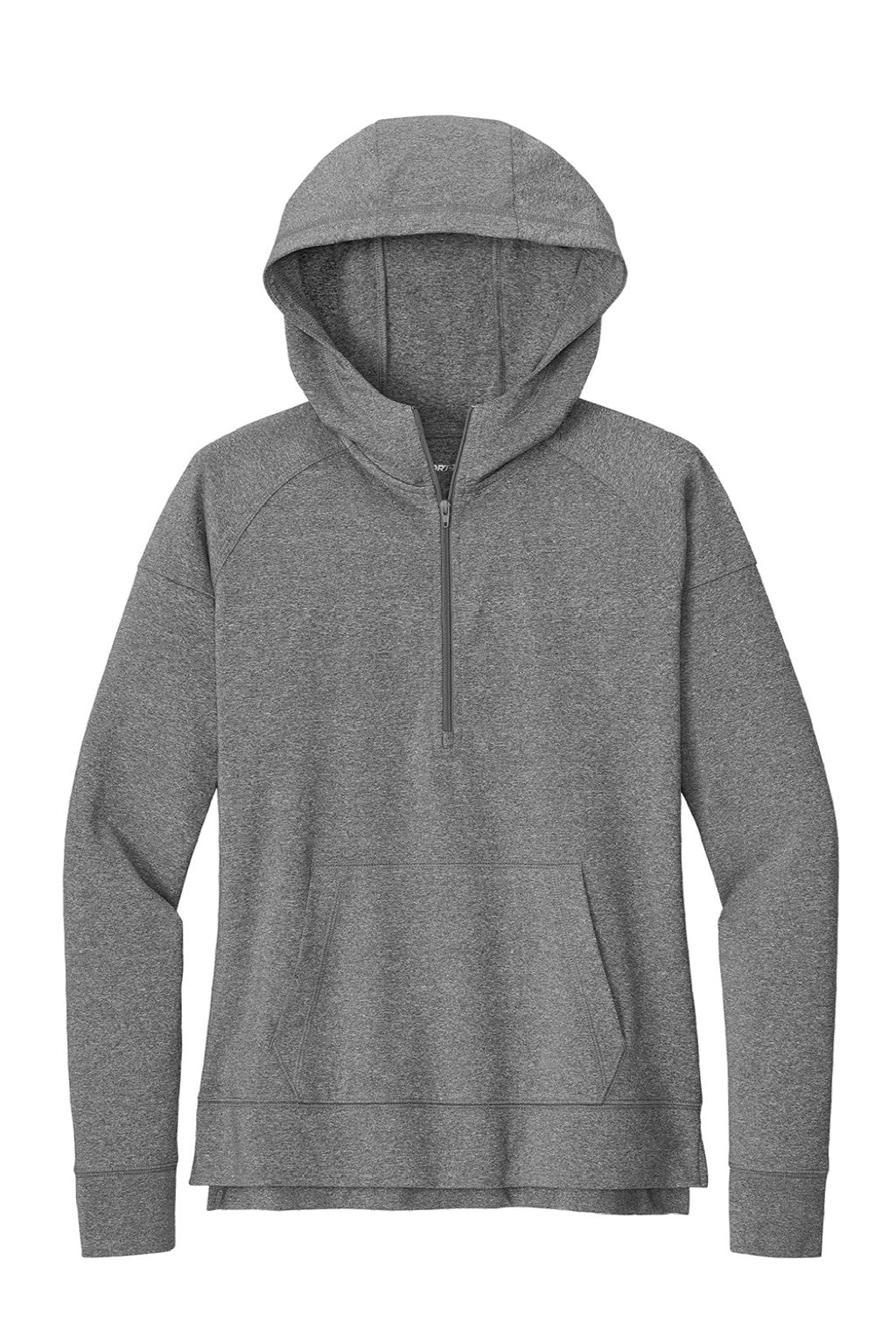 Sport-Tek LST856 Womens Sport-Wick Moisture Wicking 1/4 Zip Hooded Sweatshirt Hoodie w/ Pouch Pocket Heather Charcoal Grey Flat Front