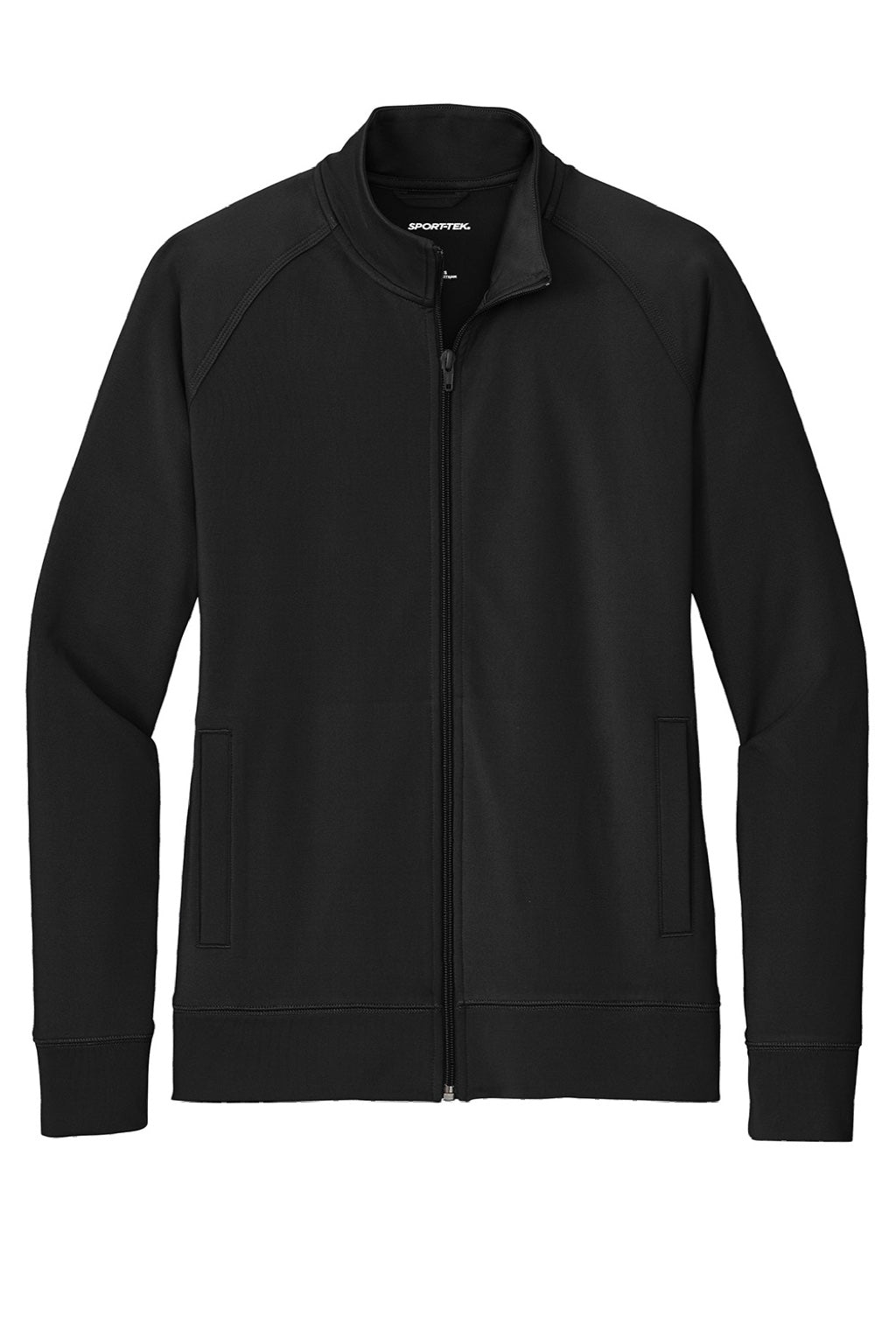 Sport-Tek LST857 Womens Sport-Wick Moisture Wicking Full Zip Cadet Jacket Black Flat Front