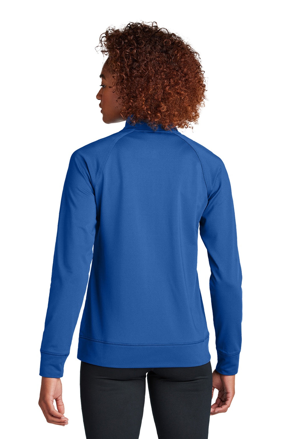 Sport-Tek LST857 Womens Sport-Wick Moisture Wicking Full Zip Cadet Jacket True Royal Blue Model Back