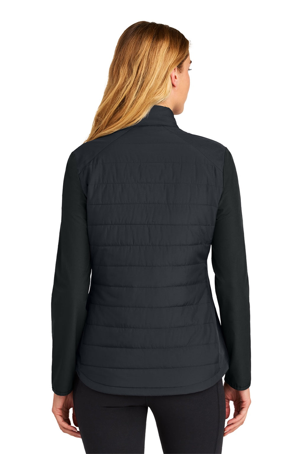 Sport-Tek LST940 Womens Teknical Hybrid Full Zip Jacket Black Model Back