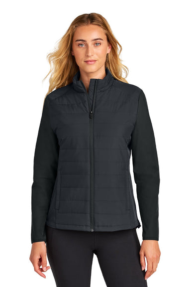 Sport-Tek LST940 Womens Teknical Hybrid Full Zip Jacket Black Model Front