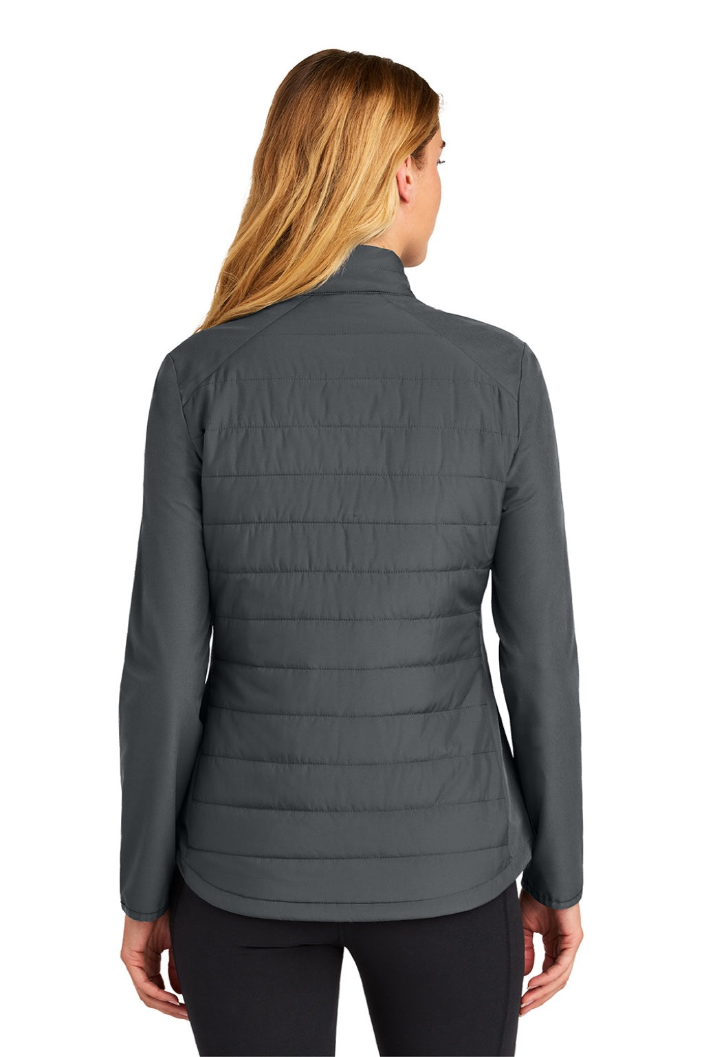 Sport-Tek LST940 Womens Teknical Hybrid Full Zip Jacket Iron Grey Model Back