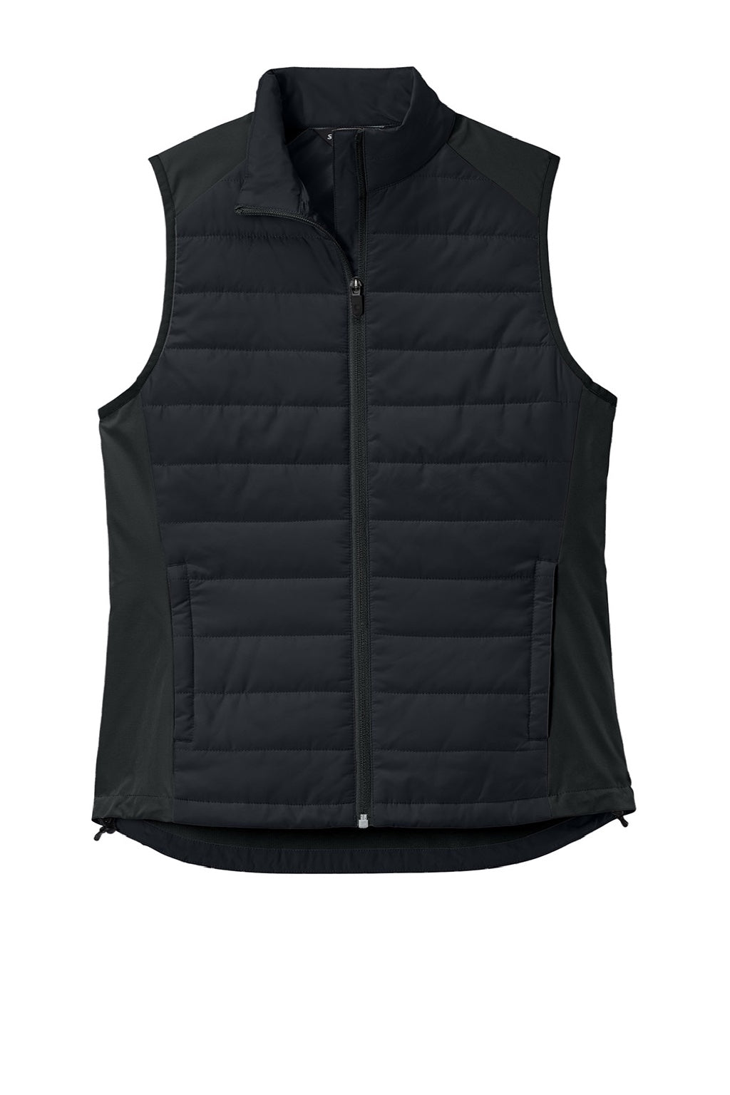 Sport-Tek LST941 Womens Teknical Hybrid Full Zip Vest Black Flat Front
