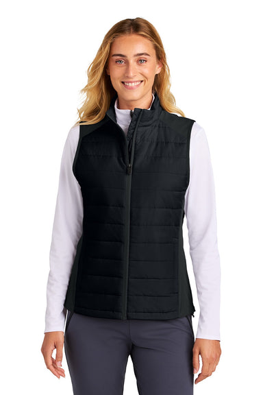 Sport-Tek LST941 Womens Teknical Hybrid Full Zip Vest Black Model Front