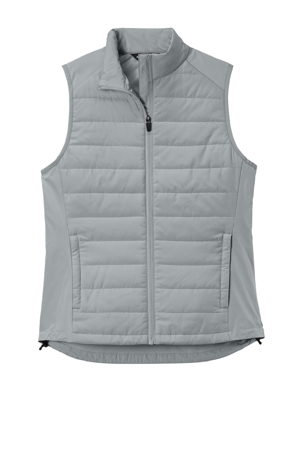 Sport-Tek LST941 Womens Teknical Hybrid Full Zip Vest Silver Grey Flat Front