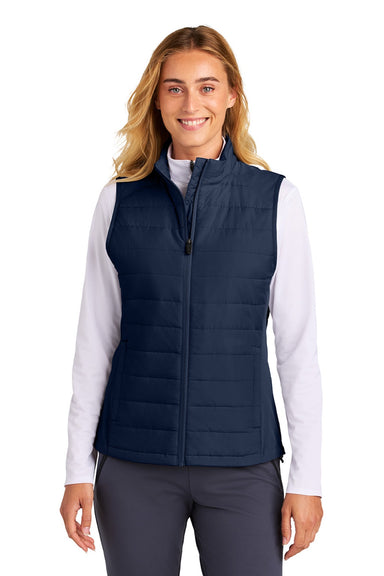 Sport-Tek LST941 Womens Teknical Hybrid Full Zip Vest True Navy Blue Model Front