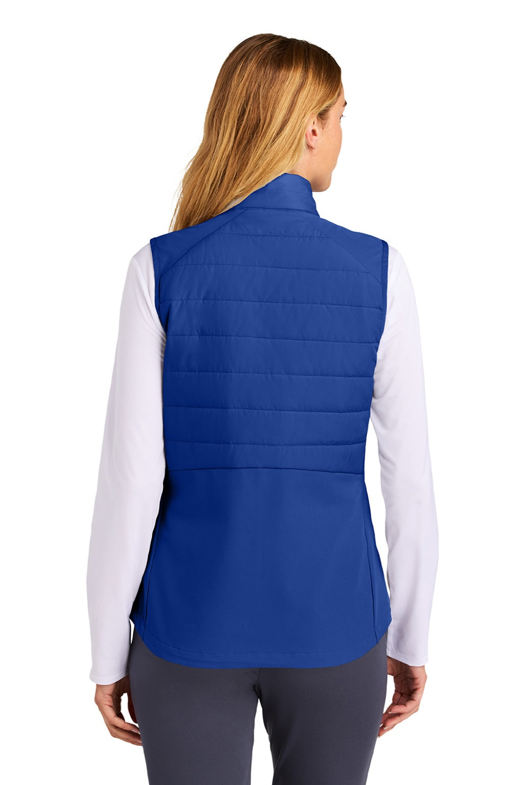 Sport-Tek LST941 Womens Teknical Hybrid Full Zip Vest True Royal Blue Model Back