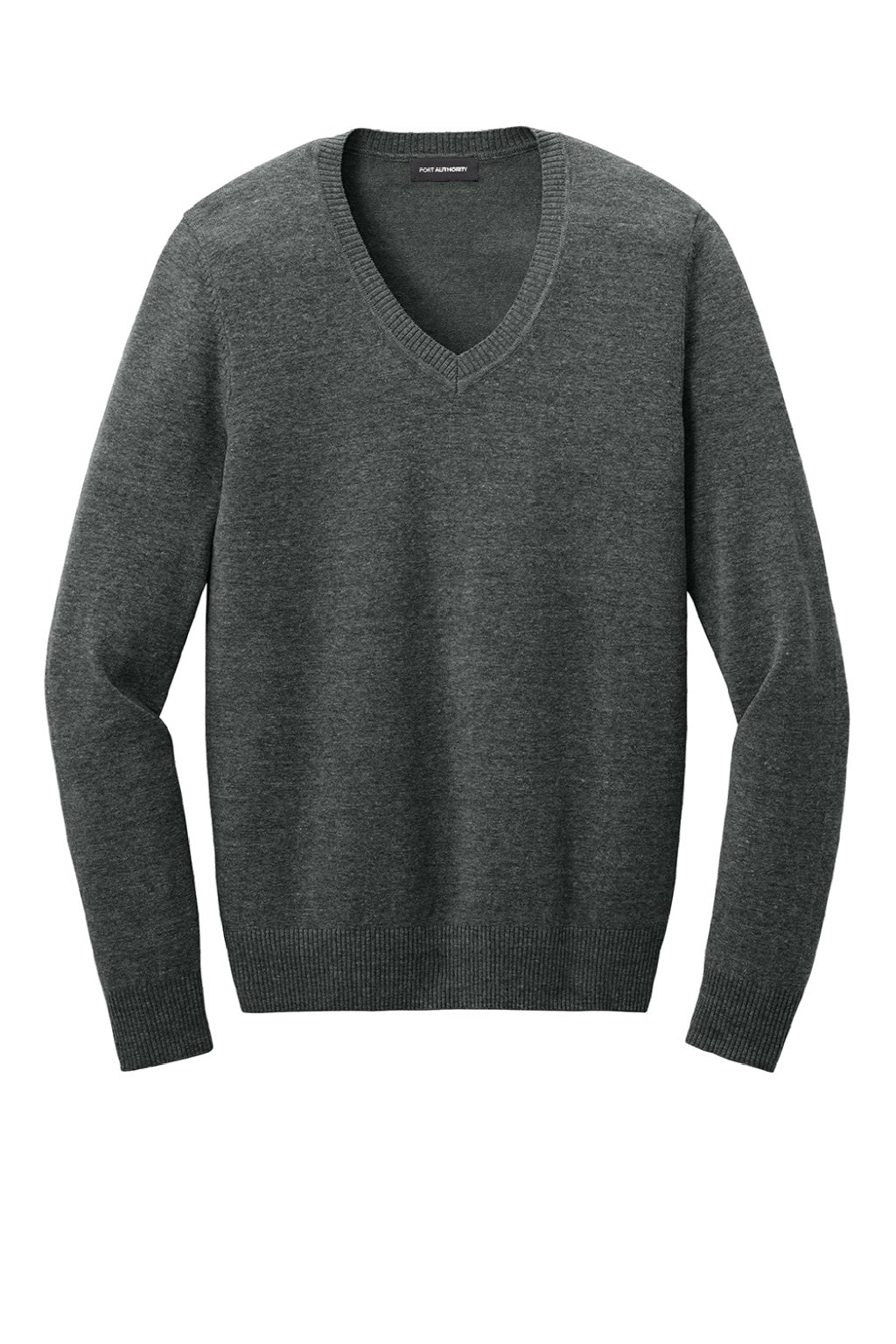 Port Authority LSW2850 Womens Easy Care Long Sleeve V-Neck Sweater Heather Charcoal Grey Flat Front