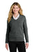 Port Authority LSW2850 Womens Easy Care Long Sleeve V-Neck Sweater Heather Charcoal Grey Model Front