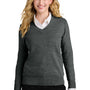 Port Authority Womens Easy Care Long Sleeve V-Neck Sweater - Heather Charcoal Grey