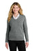 Port Authority LSW2850 Womens Easy Care Long Sleeve V-Neck Sweater Heather Medium Grey Model Front