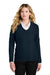 Port Authority LSW2850 Womens Easy Care Long Sleeve V-Neck Sweater River Navy Blue Model Front