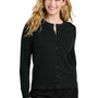 Port Authority Womens Easy Care Long Sleeve Button Front Cardigan Sweater - Deep Black