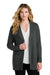 Port Authority LSW2890 Womens Easy Care Open Front Long Sleeve Cardigan Sweater w/ Pockets Heather Charcoal Grey Model Front