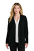 Port Authority LSW2890 Womens Easy Care Open Front Long Sleeve Cardigan Sweater w/ Pockets Deep Black Model Front